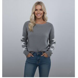 Star Pattern Drop Shoulder Sweater Gray
